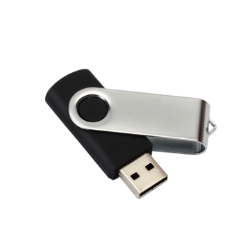 Memoria USB Twister Plata en color Negro material publicitario