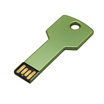 Memoria USB Tipo Llave Verde material publicitario