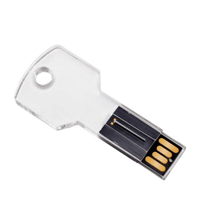 Memoria USB Tipo Llave Transparente impresión laser