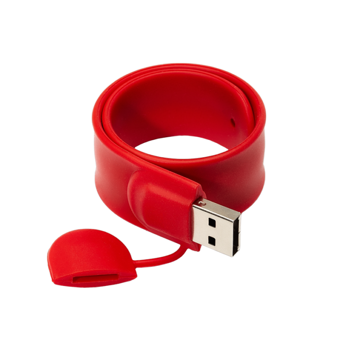 Memoria USB Pulsera Clásica color Rojo material promocional