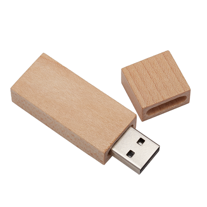 USB Madera Nature Square en material reciclado para proteger el medioambiente.