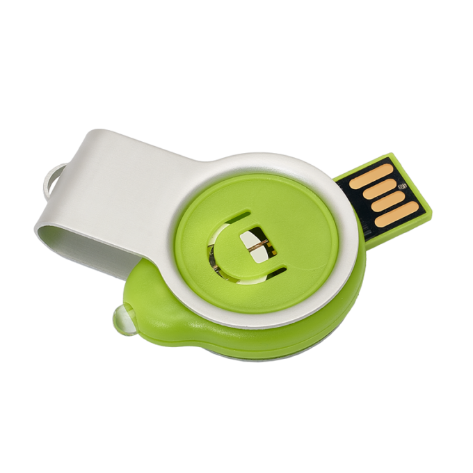 Memoria USB Twister tipo Destapador Verde Merchandising promocional de marca empresarial