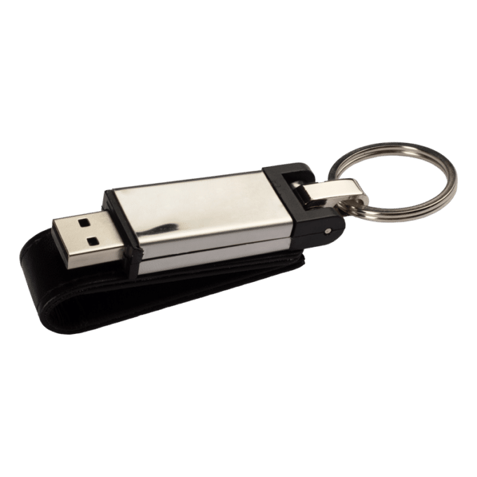 Memoria USB Metal Cuero - Negro- lateral - Store Merchandising - Perú