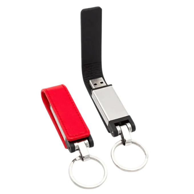 Memoria USB Metal Cuero - Negro y Rojo - Store Merchandising - Perú